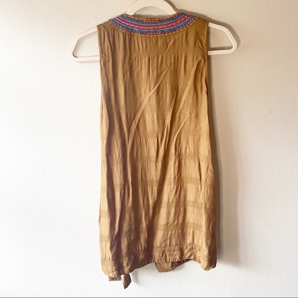 MAEVE by Anthropologie Brown Embroidered Wrap Top - Picture 7 of 7